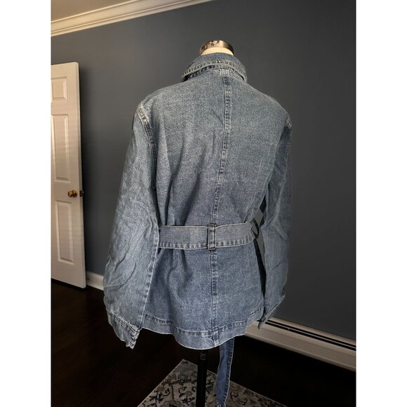 NWT En Saison Womens Madeline Blue Denim Belted Denim Jacket Coat S - Picture 3 of 8